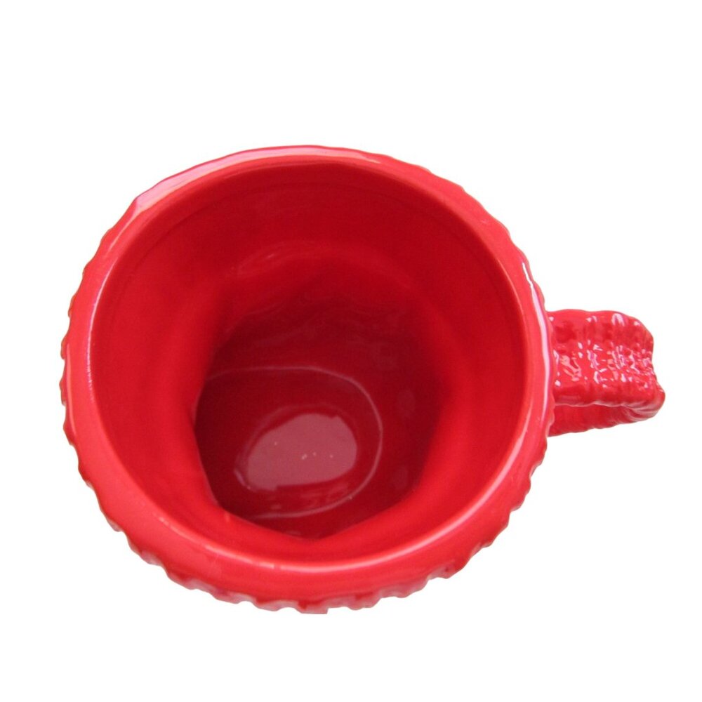 Anthropologie Christmas Cable Knit Ceramic Stocking Boot Mug Red White EUC - Picture 10 of 14